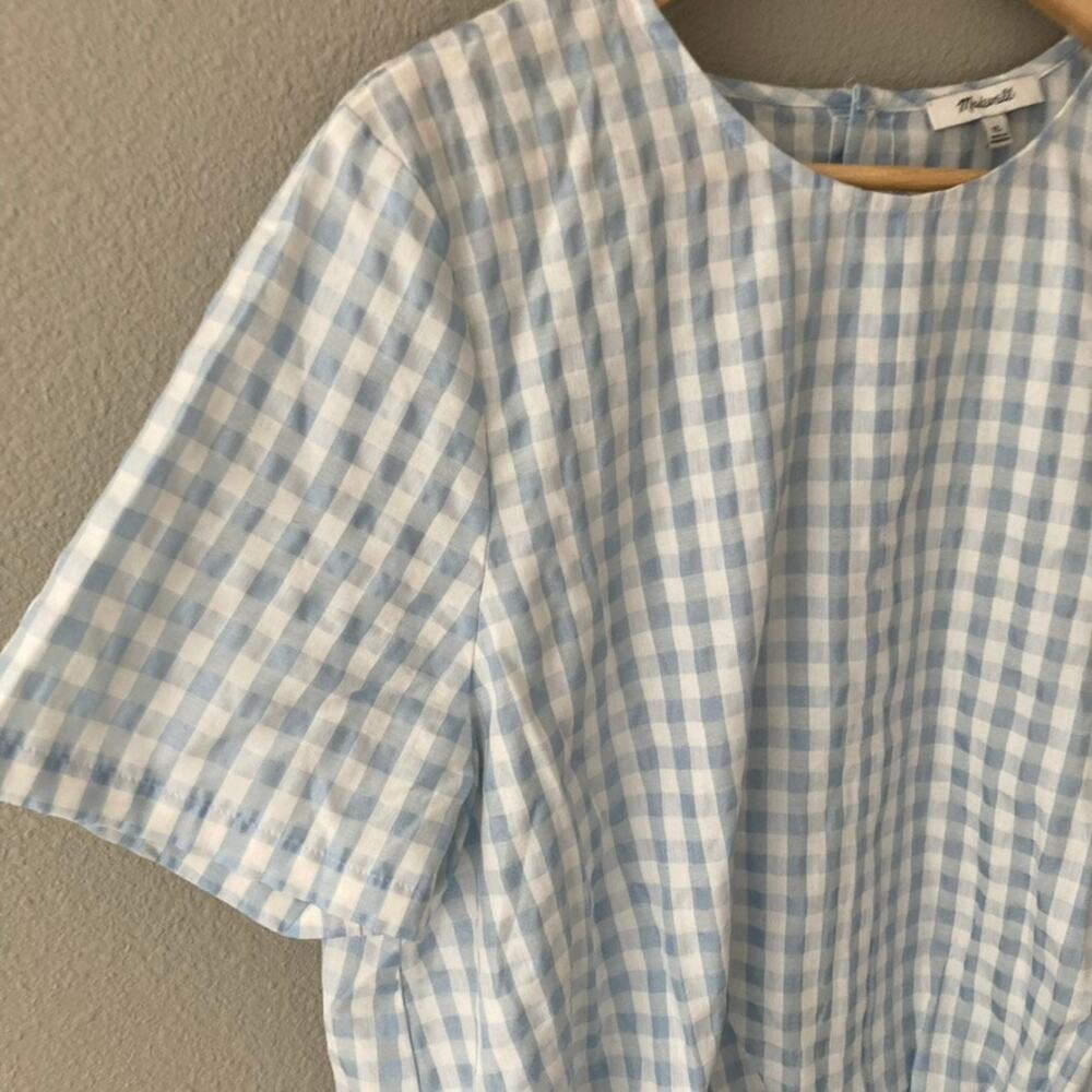 Madewell Button Back Tie Tee in Gingham - Glacier Blue - XL - Picture 2 of 6